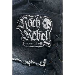 Rock Rebel by EMP Johnny Jeansy czarny. Czarne jeansy męskie marki Rock Rebel by EMP, z nadrukiem, z jeansu, rockowe, długie. Za 324,90 zł.