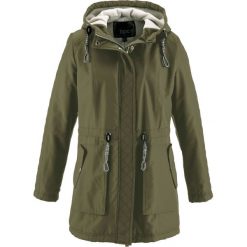 Kurtka parka z podszewką z polaru bonprix oliwkowy. Zielone parki damskie bonprix, z polaru. Za 169,99 zł.