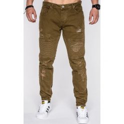 Joggery męskie: SPODNIE MĘSKIE JEANSOWE JOGGERY P526 – ZIELONE