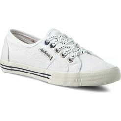 Tenisówki PEPE JEANS - Baker Plain PGS30179 White 800. Białe trampki dziewczęce z jeansu, na sznurówki. W wyprzedaży za 159,00 zł.