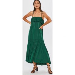 Answear Lab - Sukienka. Zielone sukienki damskie Answear Lab, na co dzień, s, bez wzorów, z poliesteru, casualowe, z dekoltem karo, bez rękawów, maxi, rozkloszowane. Za 179,90 zł.