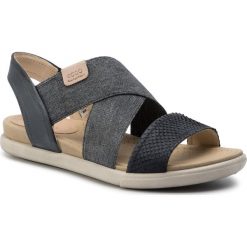 Sandały ECCO - Damara Sandal 24822358658 Black/Black/Powder. Niebieskie klapki damskie ecco, bez wzorów, ze skóry, sportowe, bez obcasa, bez zapięcia, outdoorowe. W wyprzedaży za 309,00 zł.