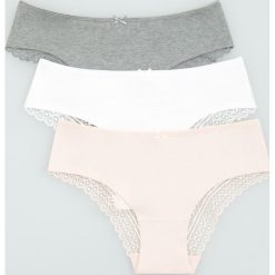 Bawełniane majtki hipster 3 pack - Jasny szar. Szare majtki damskie Reserved, s, z bawełny. Za 49,99 zł.