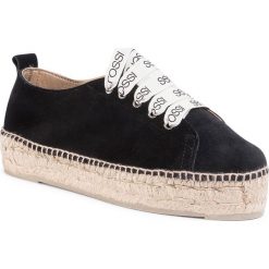Espadryle MANEBI - A89600-MFN975-1000 Nero. Czarne espadryle damskie Manebi, na co dzień, bez wzorów, ze skóry, bez obcasa, na płaskiej podeszwie, bez zapięcia. W wyprzedaży za 689,00 zł.