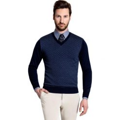 Sweter GREGORIO SWG000043. Niebieskie swetry klasyczne męskie Giacomo Conti, m, w geometryczne wzory, z tkaniny. Za 259,00 zł.