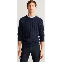 Mango Man - Sweter. Niebieskie swetry męskie Mango Man, s, bez wzorów, z wiskozy, z okrągłym kołnierzem, bez kaptura. Za 199,90 zł.