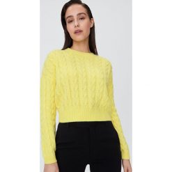 Sweter z warkoczowym splotem - Żółty. Żółte swetry damskie Sinsay, s, bez wzorów, ze splotem, bez rękawów, bez kaptura. Za 49,99 zł.