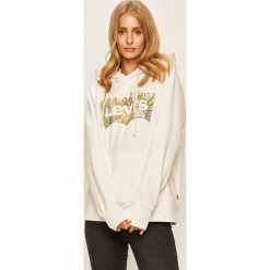 Levi's - Bluza. Białe bluzy damskie Levi's®, s, z nadrukiem, z bawełny, bez rękawów, z kapturem. Za 329,90 zł.