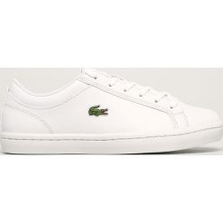 Lacoste - Buty skórzane Straight Set. Białe buty sportowe damskie Lacoste, bez wzorów, ze skóry, sportowe. W wyprzedaży za 399,90 zł.
