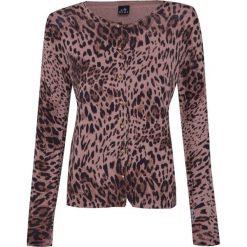 Sweter DEHA Brązowy|Print. Brązowe swetry rozpinane damskie marki Deha, z motywem zwierzęcym, z zamszu, sportowe. Za 150,00 zł.