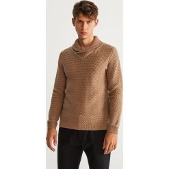 Sweter z kołnierzem - Beżowy. Brązowe swetry klasyczne męskie marki Reserved, l. Za 159,99 zł.