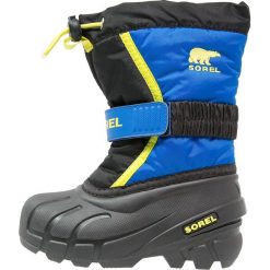 Sorel FLURRY Śniegowce black/super blue. Niebieskie kozaki dziewczęce Sorel, z tworzywa sztucznego. Za 229,00 zł.
