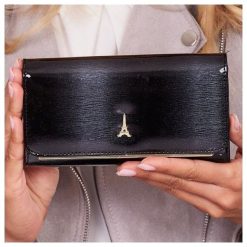 Skórzany portfel damski lakierowany czarny Paris Design 74110 - Czarny. Czarne portfele damskie PARIS DESIGN, bez wzorów, ze skóry. Za 109,99 zł.