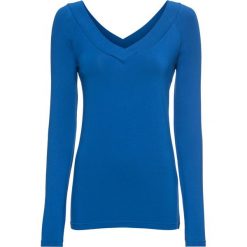 Shirt z długim rękawem bonprix błękit królewski. Niebieskie koszulki damskie bonprix, bez wzorów, z dekoltem w serek, z długim rękawem. Za 49,99 zł.