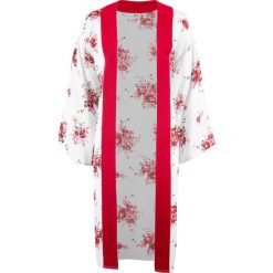 Luźniejsze kimono koszulowe z krótszymi rękawami bonprix biel wełny - jasnoróżowy w kwiaty. Białe żakiety damskie bonprix, w kwiaty, z wełny. Za 89,99 zł.