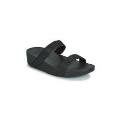 Klapki FitFlop LOTTIE GLITZY SLIDE. Czarne klapki damskie FitFlop, bez wzorów, bez obcasa. W wyprzedaży za 272,30 zł.