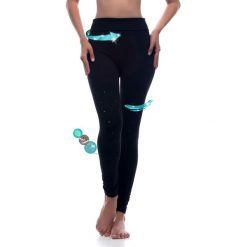 Legginsy sportowe w kolorze czarnym. Czarne legginsy sportowe damskie Liposlim, m, ze skóry. W wyprzedaży za 114,95 zł.