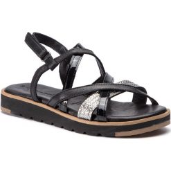 Sandały TAMARIS - 1-28606-22 Black/Pewter 094. Czarne klapki damskie Tamaris, bez wzorów, ze skóry, bez obcasa. W wyprzedaży za 189,00 zł.