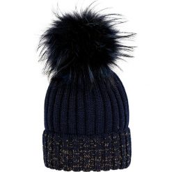 Giamo - Czapka. Niebieskie czapki zimowe damskie Giamo, na zimę, z dzianiny. W wyprzedaży za 149,90 zł.