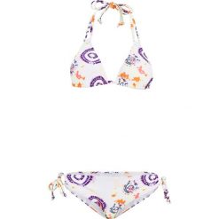 Bikini z trójkątnymi miseczkami (2 części) bonprix żółty z batikowym nadrukiem. Żółte stroje kąpielowe damskie bonprix, z nadrukiem. Za 49,99 zł.