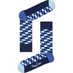 Happy Socks - Skarpety Filled Optic. Niebieskie skarpetki męskie marki Happy Socks, z bawełny. W wyprzedaży za 29,90 zł.