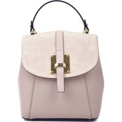 Plecaki damskie: Skórzany plecak w kolorze pudrowym – (S)24 x (W)22 x (G)11 cm