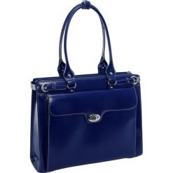 Torba granatowa na komputer osobisty, skórzana winnetka 15,6". Czarne torby podróżne Mcklein, w paski, ze skóry, klasyczne. Za 899,00 zł.