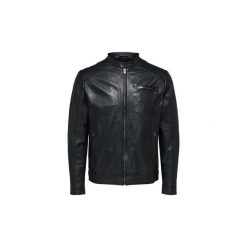Kurtki krótkie Selected 16067129 CLASSIC LEATHER. Czarne kurtki męskie Selected, m, bez wzorów, krótkie, bez kaptura. Za 904,73 zł.