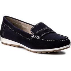 Mokasyny JANA - 8-24614-20 Navy Suede 806. Niebieskie mokasyny damskie marki Jana, z zamszu, na płaskiej podeszwie. W wyprzedaży za 159,00 zł.