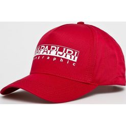 Napapijri - Czapka. Czerwone czapki męskie Napapijri, bez wzorów, z bawełny. W wyprzedaży za 99,90 zł.