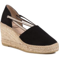 Espadryle KANNA - 20KV7099 Ante Negro. Czarne espadryle damskie Kanna, bez wzorów, ze skóry, bez obcasa, na obcasie. Za 369,00 zł.