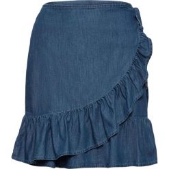 Spódnica z falbaną bonprix niebieski "medium bleached". Niebieskie spódniczki damskie bonprix, w paski. Za 34,99 zł.
