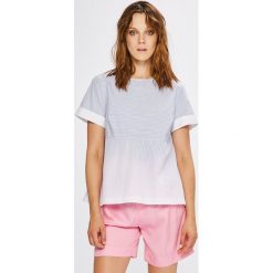 Tommy Hilfiger - Top. Szare topy damskie TOMMY HILFIGER, z bawełny, z okrągłym kołnierzem. W wyprzedaży za 319,90 zł.