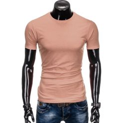 T-shirt męski bez nadruku S884 - pudrowy róż. Różowe t-shirty męskie Ombre Clothing, s, z nadrukiem, bez kołnierzyka. Za 16,99 zł.