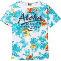 T-shirt bonprix biały z nadrukiem. Białe koszulki męskie bonprix, s, z nadrukiem, z okrągłym kołnierzem. Za 44,99 zł.