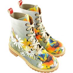 Buty zimowe męskie: Botki w kolorze szaro-żółtym