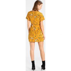 Sukienki: Missguided FLORAL BUTTON FRONT SHORT SLEEVE MINI DRESS Sukienka koszulowa mustard