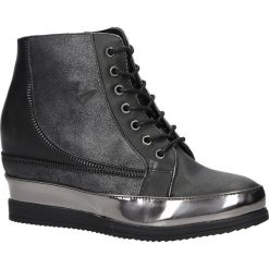 Stalowe sneakersy sznurowane sergio leone 27083. Szare sneakersy damskie Sergio Leone, ze skóry ekologicznej. Za 149,99 zł.