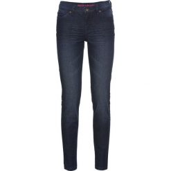 Dżinsy Super SKINNY, krótsze nogawki bonprix ciemny denim. Niebieskie jeansy damskie skinny marki bonprix, z jeansu. Za 69,99 zł.