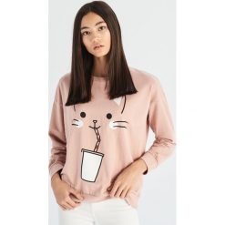 Bluza z kocim motywem - Różowy. Różowe bluzy damskie Sinsay, s, bez wzorów, bez rękawów, bez kaptura. Za 69,99 zł.