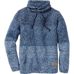 Swetry klasyczne męskie: Sweter z szalowym kołnierzem Slim Fit bonprix niebieski melanż