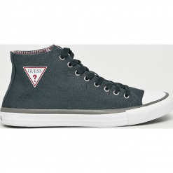 Guess Jeans - Trampki. Szare tenisówki męskie Guess Jeans, z aplikacjami, z gumy, na sznurówki. Za 299,90 zł.