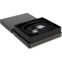 Pasek Męski GUESS - Not Coordinated Belts GIF045 LEA35 BLA. Czarne paski męskie Guess, w paski, ze skóry. W wyprzedaży za 289,00 zł.