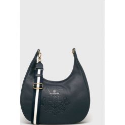 Lauren Ralph Lauren - Torebka skórzana. Niebieskie torebki klasyczne damskie marki Lauren Ralph Lauren, w paski, z poliesteru, casualowe, na ramię, bez dodatków. Za 1299,00 zł.
