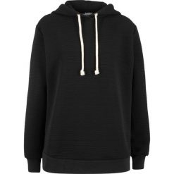 Bluza w strukturalny wzór bonprix czarny. Czarne bluzy damskie bonprix, bez wzorów, bez rękawów, bez kaptura. Za 54,99 zł.