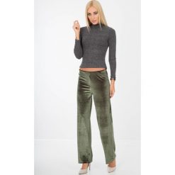 Khaki Welurowe Spodnie Szwedy BB20746. Brązowe spodnie damskie marki Fasardi, s, z weluru. Za 29,90 zł.