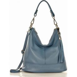 VERONICA MARCO MAZZINI Torebka bucket listonoszka prestigio - niebieski denim. Niebieskie listonoszki damskie MAZZINI, w paski, ze skóry, eleganckie, na ramię, bez dodatków. Za 229,00 zł.