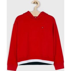 Tommy Hilfiger - Bluza dziecięca 128-176 cm. Czerwone bluzy dziewczęce TOMMY HILFIGER, bez wzorów, z elastanu, bez rękawów, z kapturem. W wyprzedaży za 199,90 zł.