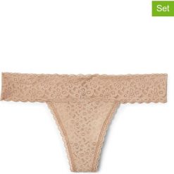 Stringi (3 pary) w kolorze cielistym. Brązowe stringi damskie Gap Body, m, w koronkowe wzory, z koronki. W wyprzedaży za 42,95 zł.