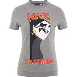 Love Moschino Tshirt z nadrukiem melange dark grey. Szare t-shirty damskie marki Love Moschino, z nadrukiem, z elastanu. Za 499,00 zł.